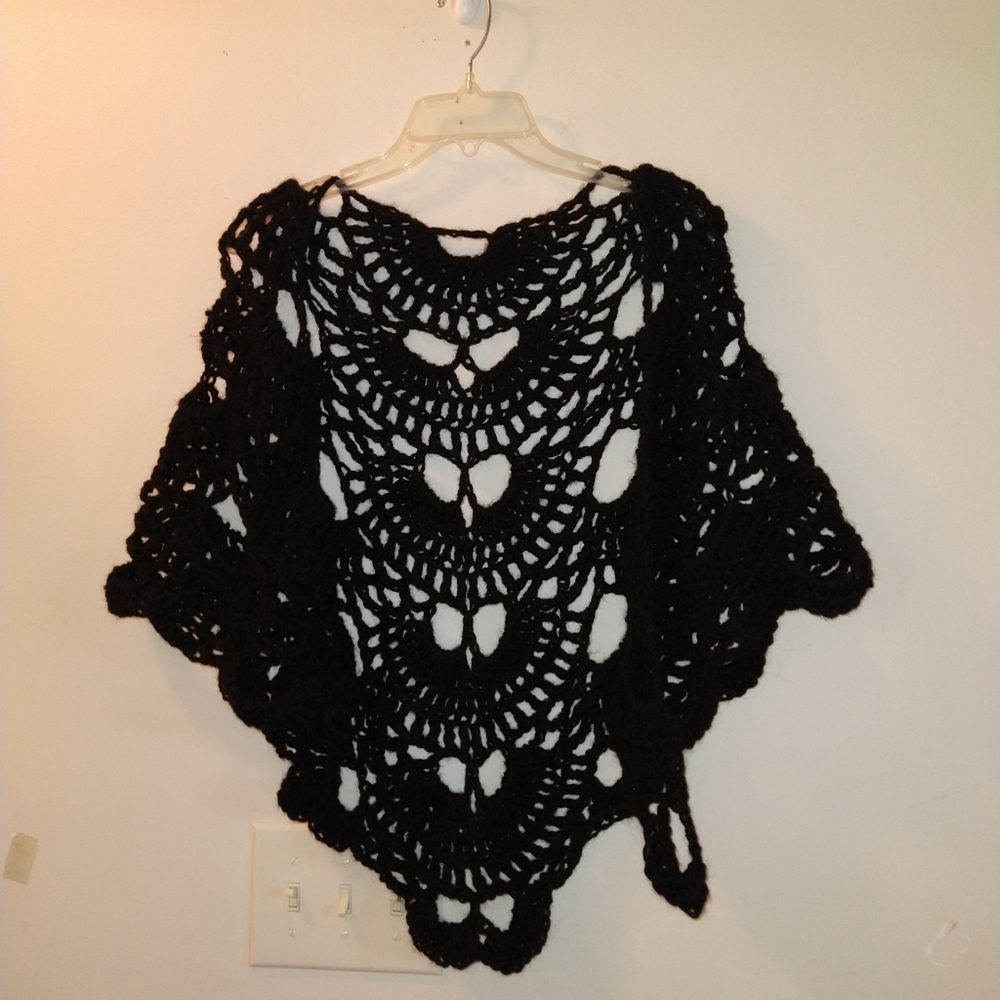 Black crochet wrap shawl